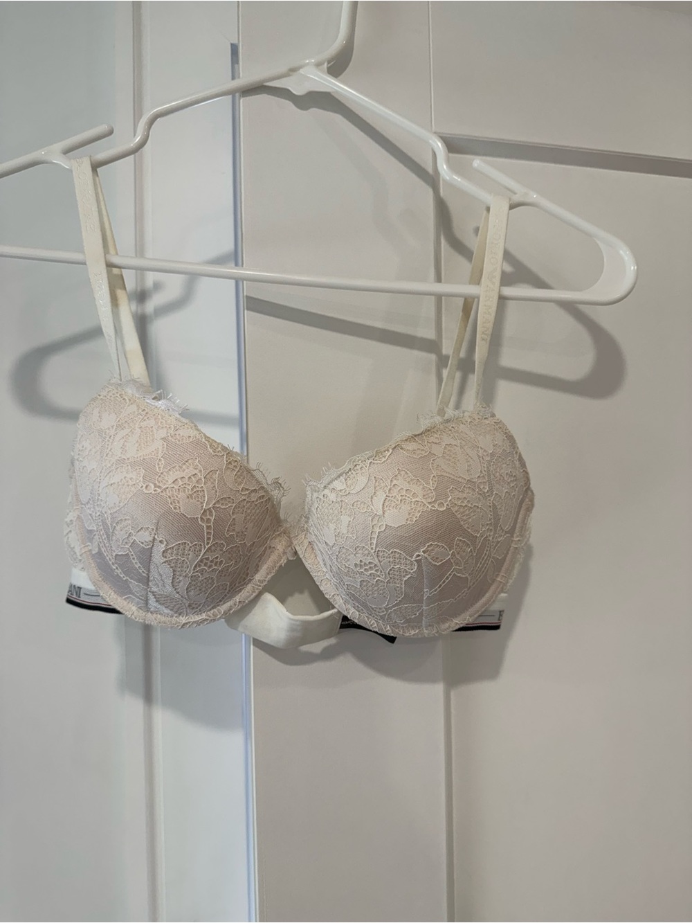 Emporio Armani Lace Push-Up Bra in Light Beige